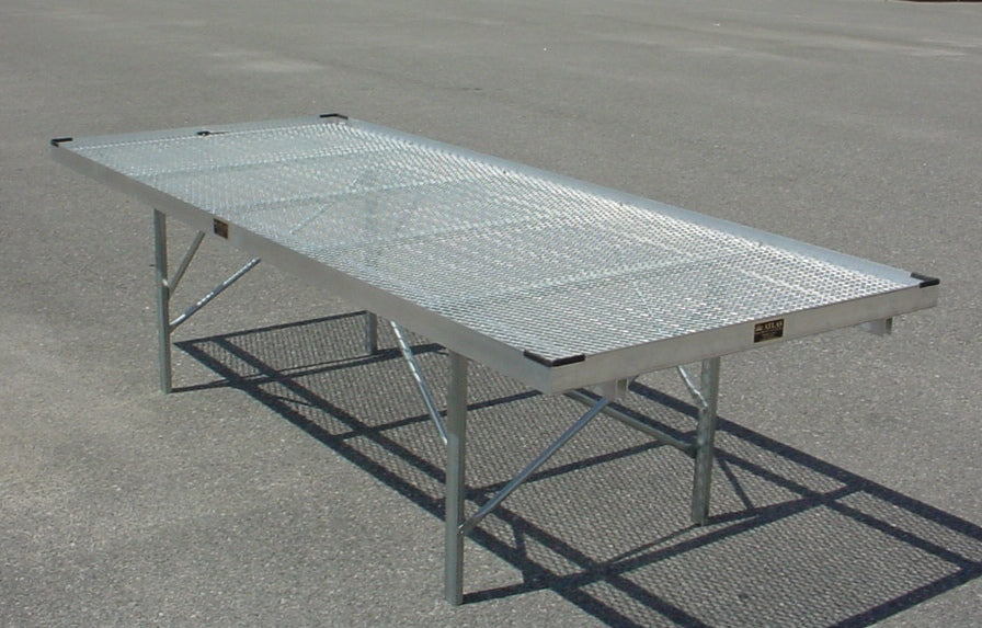 3' x 10' Portable Bench with retaining lip and expanded metal top