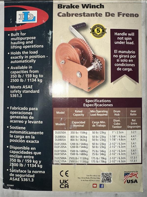 DLB1500A Brake Winch- Bronze